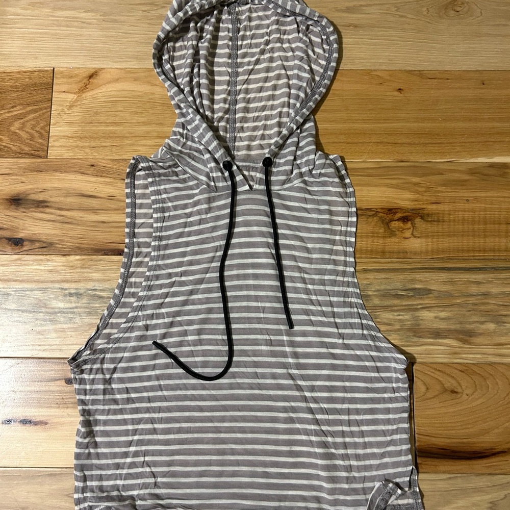 ZYIA Gray and White Striped Hoodie